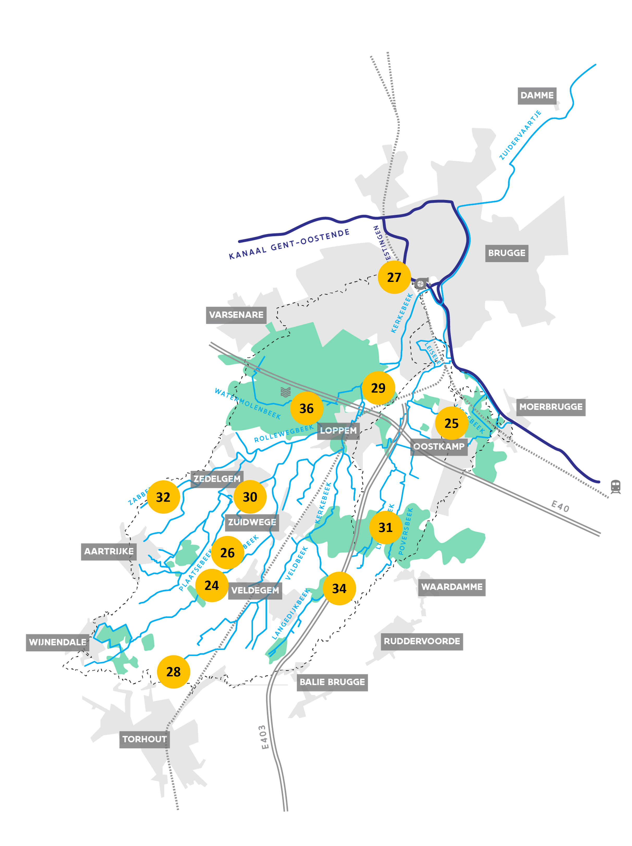 Kerkebeek - kaart acties watertekort