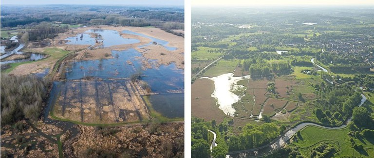 (c) foto links Maxime Bervoets, Kloosterbeemden, foto rechts Yves Adams Sigmaplan Demervallei Kloosterbeemden
