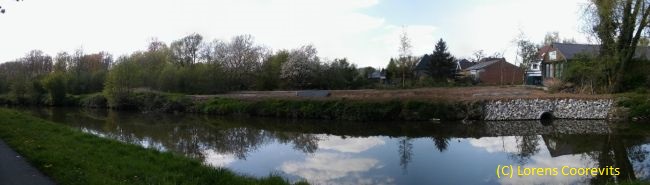 Panorama van de herstelde historische monding van de Nuchterijte in de Dender (foto Nieuwsbrief februari 2017)