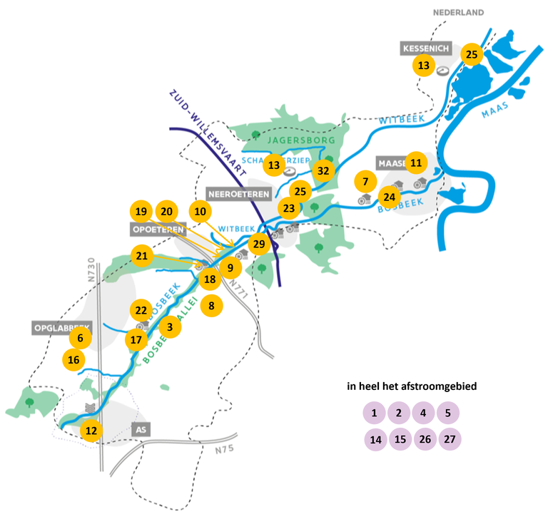 Bosbeek-Witbeek - kaart acties waterkwaliteit