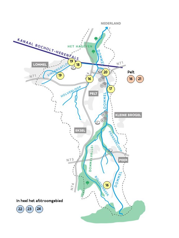 Kaart Dommel - Wateroverlast