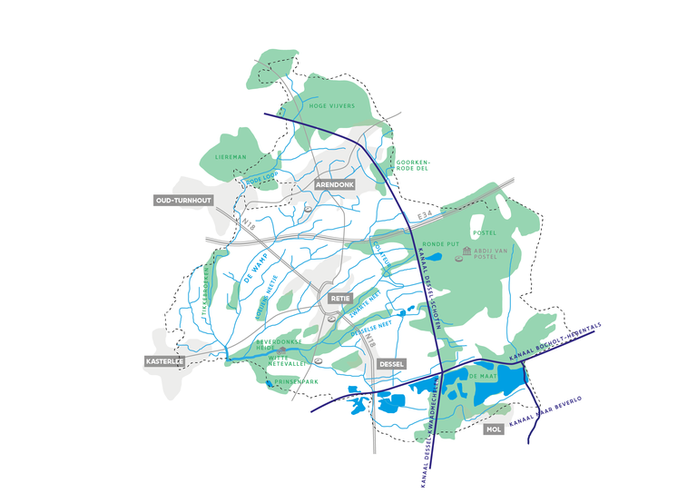 Kleine Nete en Wamp - kaart situering
